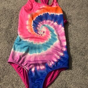 Lands' End Kids Swim One Piece - Pink, Orange, Blue Tie-Dye